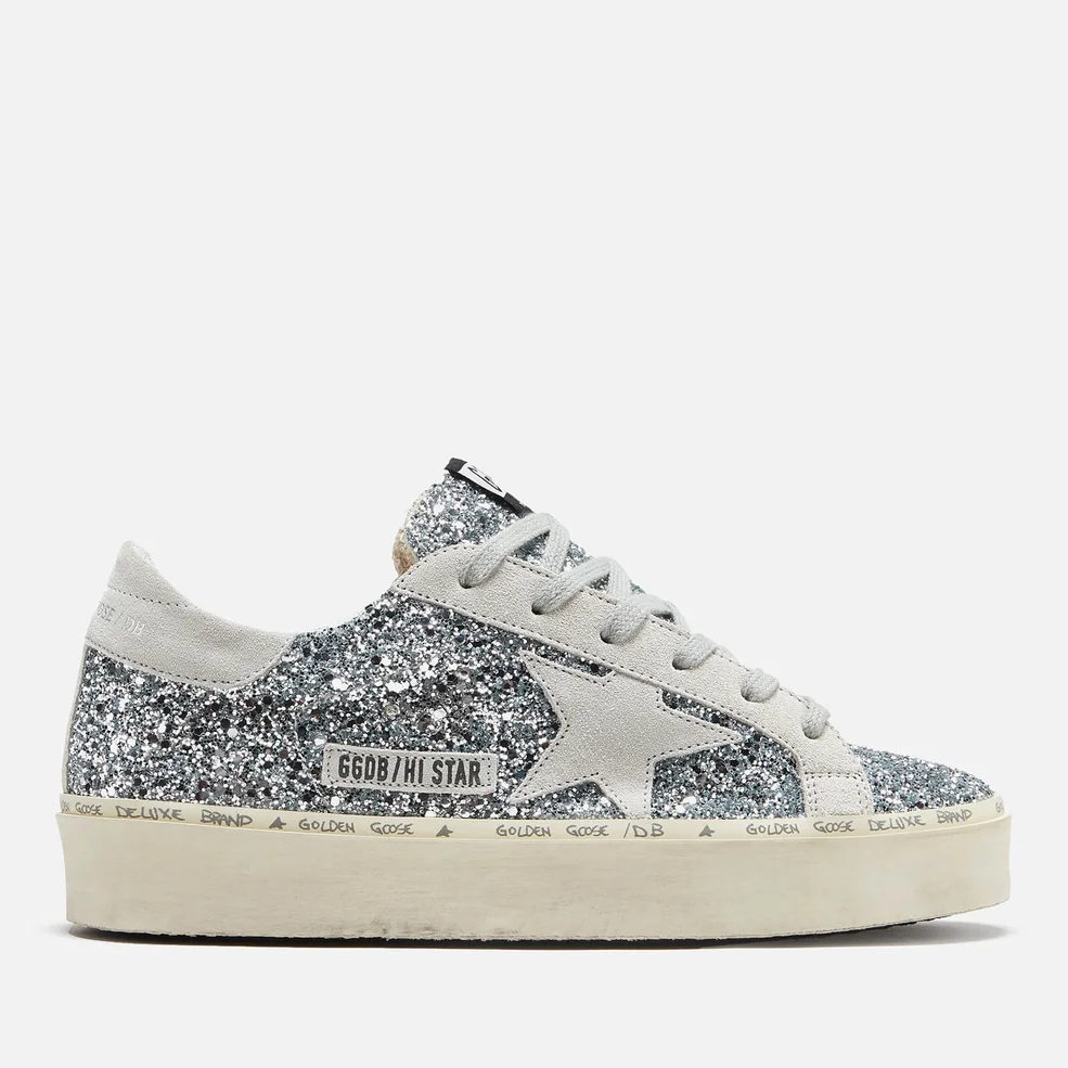 Golden Goose Women's Hi Star Leather Trainers - Silver Glitter/Ice Star Image 1