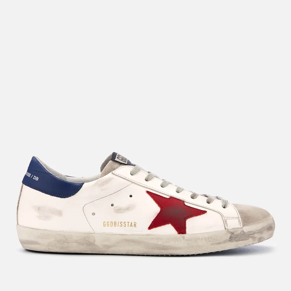Golden Goose Men's Superstar Leather Trainers - White/Red Star Image 1