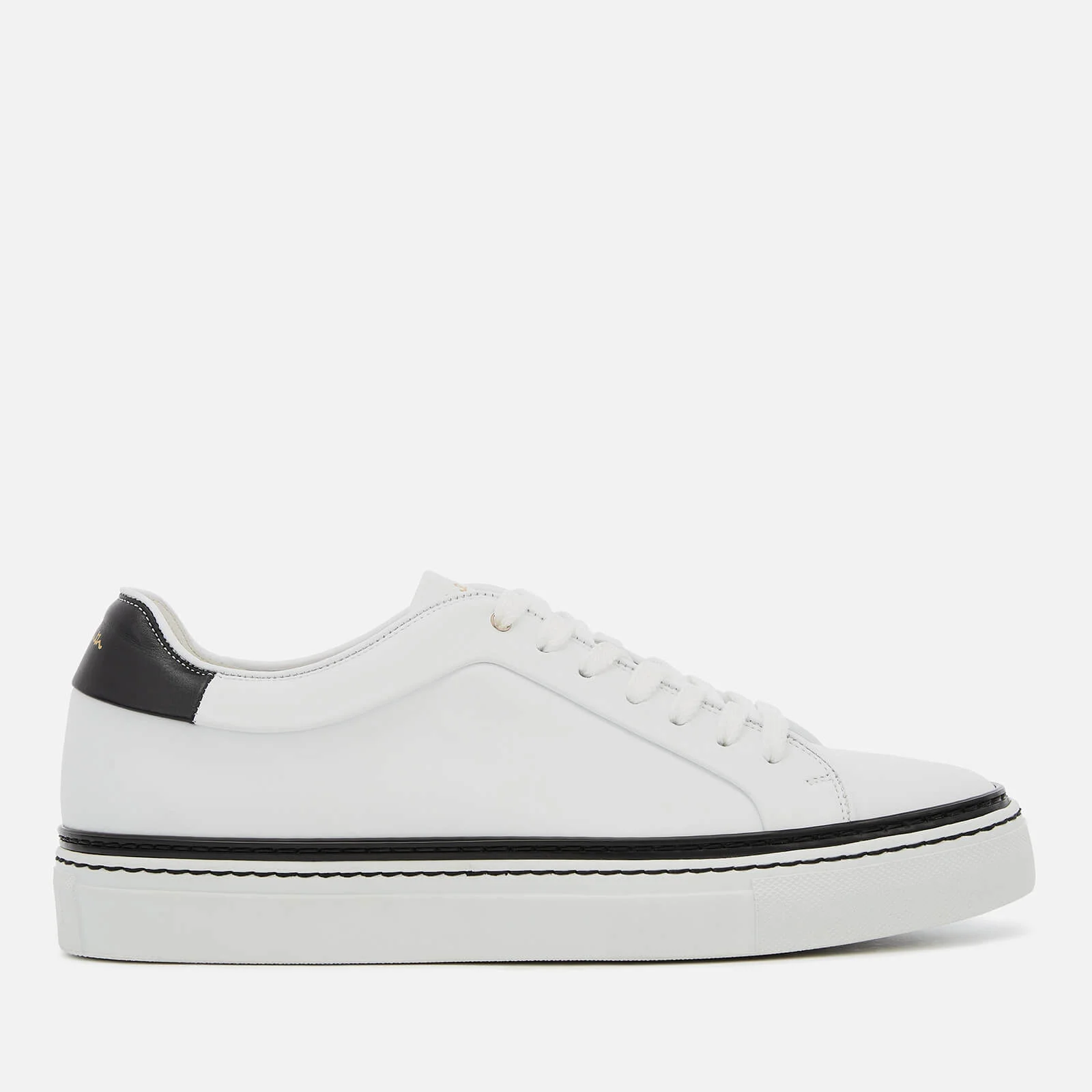 Paul Smith Men's Basso Leather Cupsole Trainers - White Black Tab Image 1