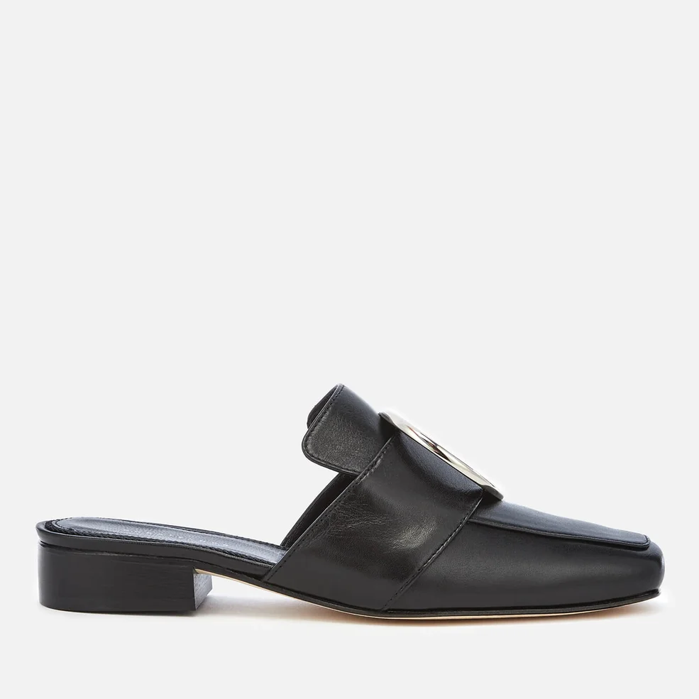 Dorateymur Women's Petrol Leather Slide Loafers - Black Image 1