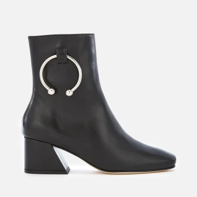 Dorateymur Women's Nizip Leather Heeled Ankle Boots - Black
