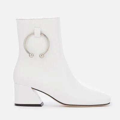 Dorateymur Women's Nizip Leather Heeled Ankle Boots - White