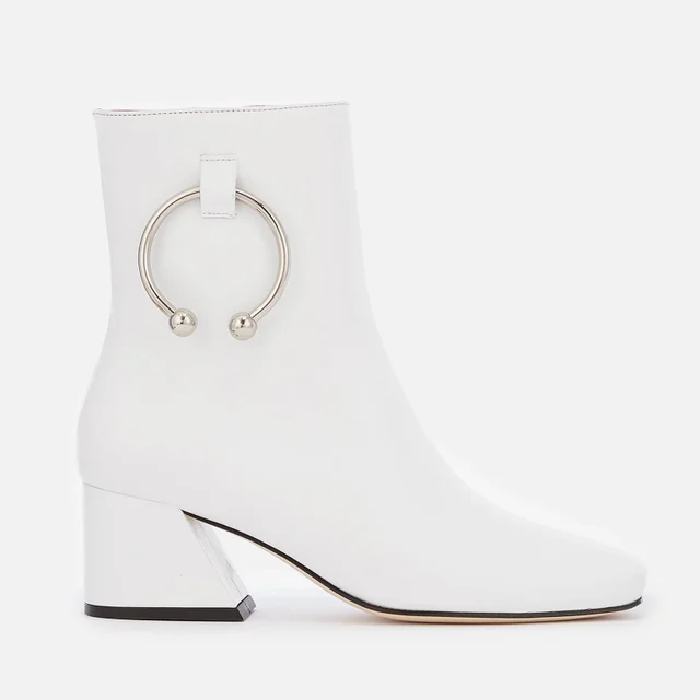 Dorateymur Women's Nizip Leather Heeled Ankle Boots - White