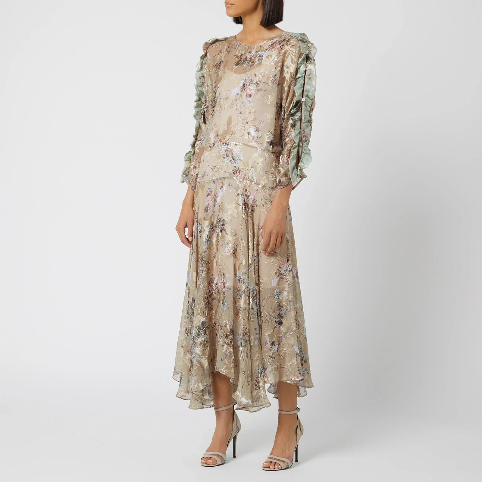 Preen By Thornton Bregazzi Women's Satin Devore Scarlett Dress - Stone Gypsy Floral Image 1