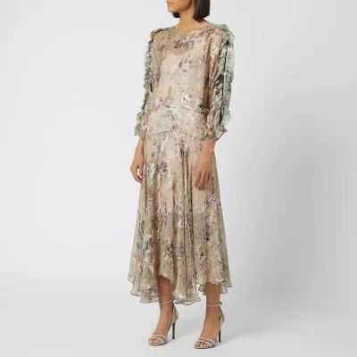 Preen By Thornton Bregazzi Women's Satin Devore Scarlett Dress - Stone Gypsy Floral