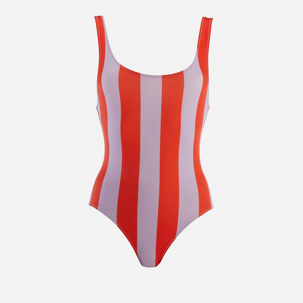 Solid & Striped Women's The Anne-Marie South Beach Swimsuit - Lavender Red Stripe Image 1