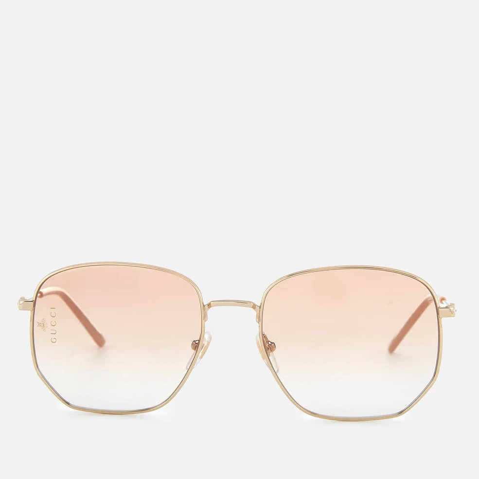Gucci Women's Metal Square Frame Sunglasses - Gold/Orange Image 1