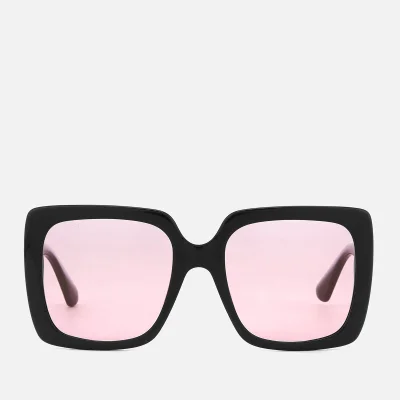 Gucci Women's Square Frame Acetate Sunglasses - Black/Pink