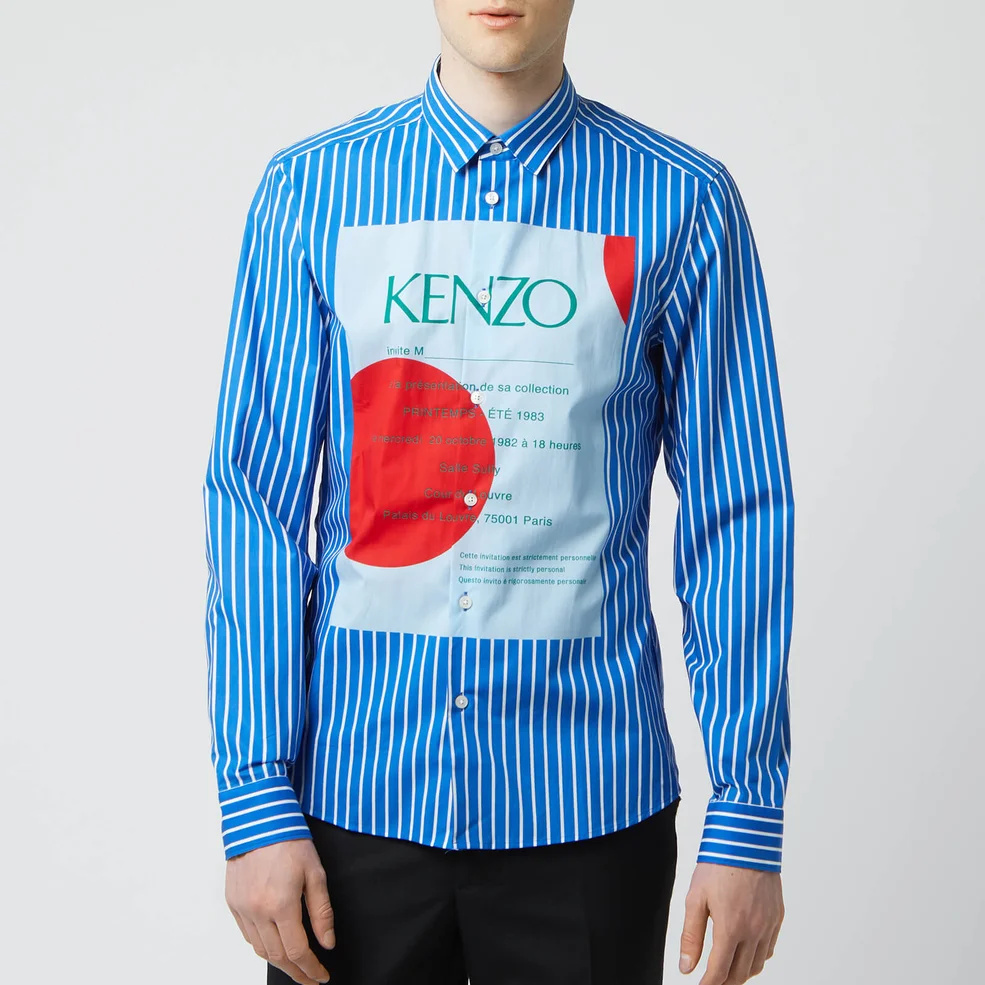 KENZO Men's Front Logo Stripe Shirt - Cobalt Image 1