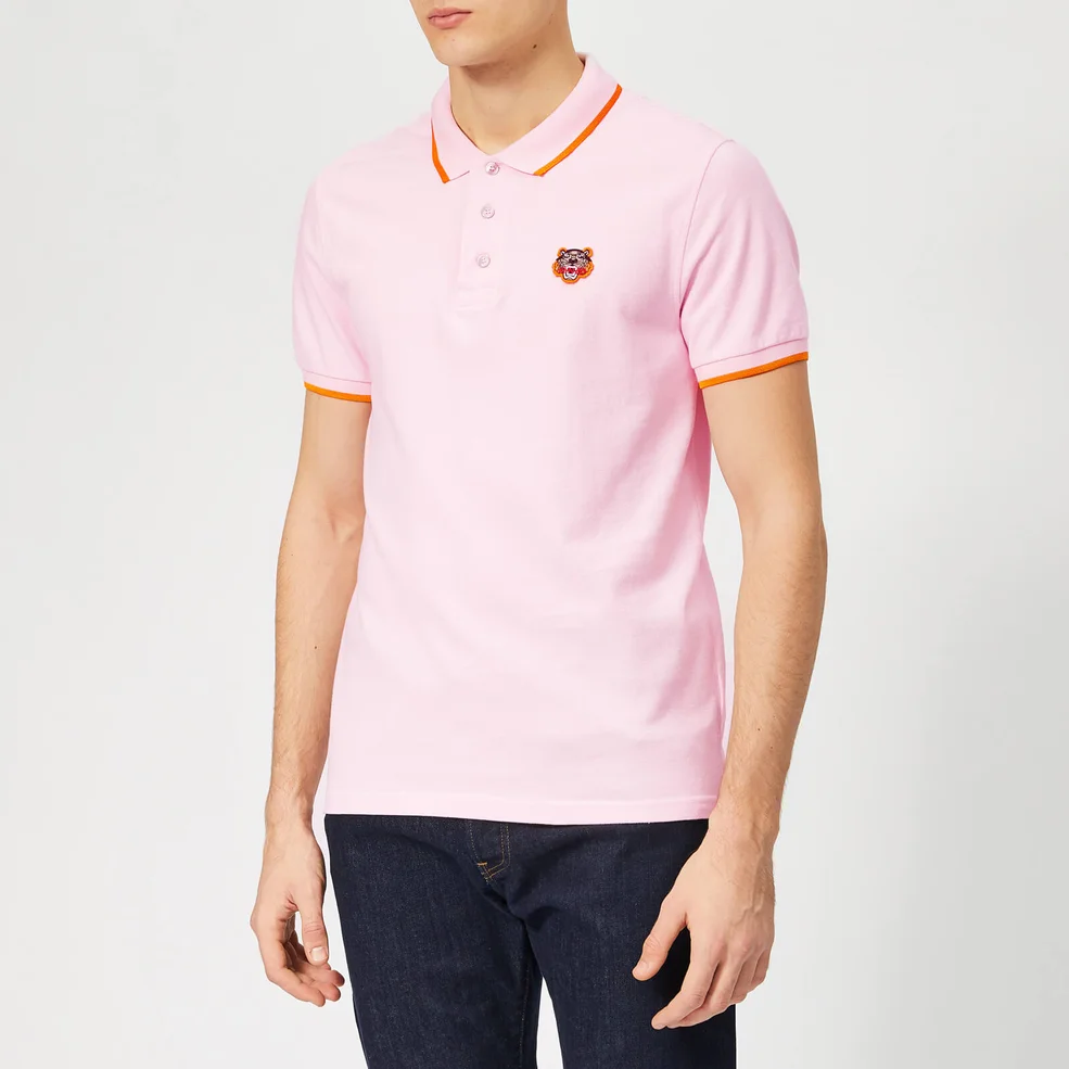 KENZO Men's Tipped Polo Shirt - Pastel Pink Image 1