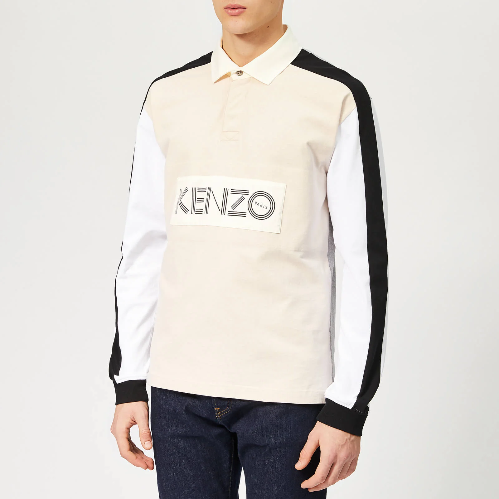 KENZO Men's Chest Logo Rugby Polo Shirt - Cream Image 1
