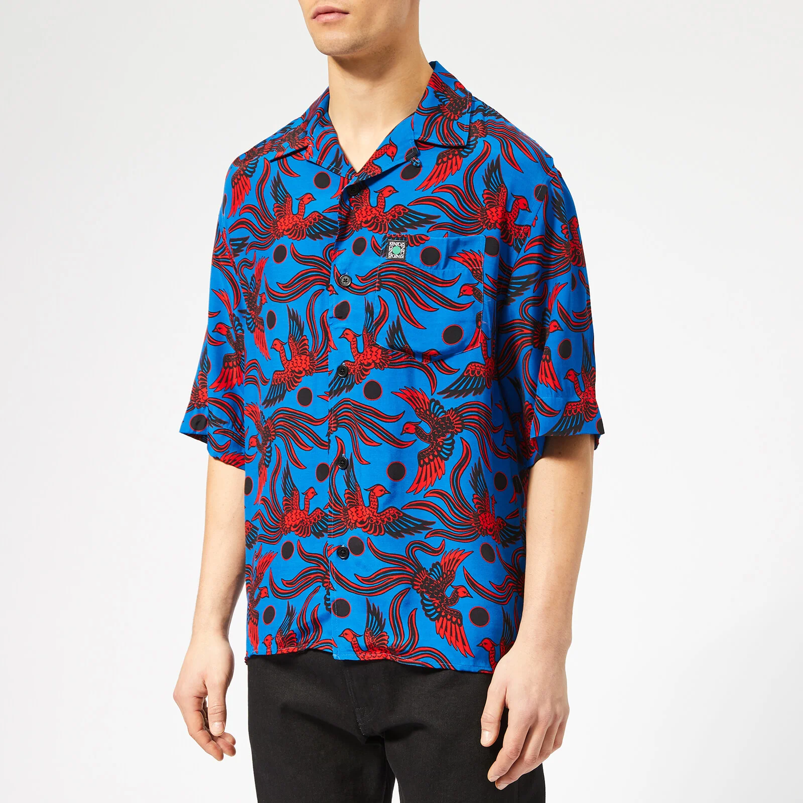 KENZO Men's Phoenix Print Viscose Shirt - Blue Image 1