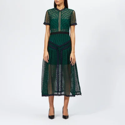 Self-Portrait Women's Wave Lace Midi Dress - Green