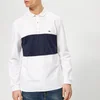 Lacoste Men's Oxford Stripe Rugby Shirt - White/Navy Band - Image 1