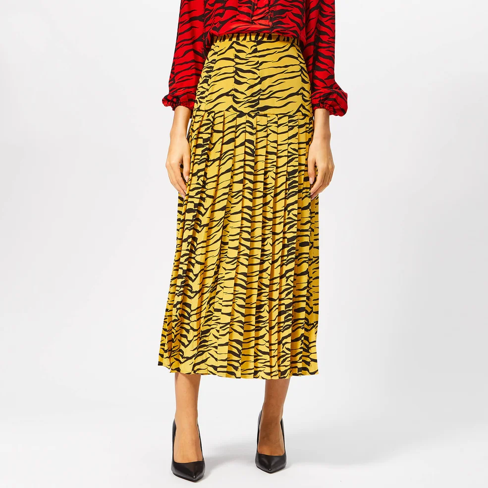 RIXO Women's Tina Tiger Skirt - Mustard Black Image 1