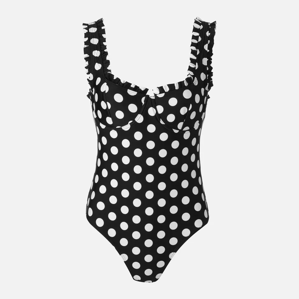 RIXO Women's Valentina Polka Dot Swimsuit - Black Image 1