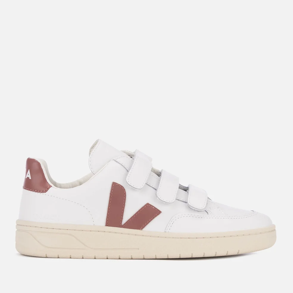 Veja Women's V-12 Velcro Leather Trainers - Extra White/Dried Petal Image 1