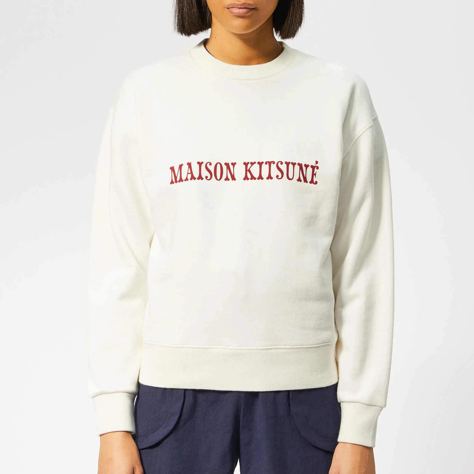 Maison Kitsuné Women's Sweatshirt - Ecru Image 1