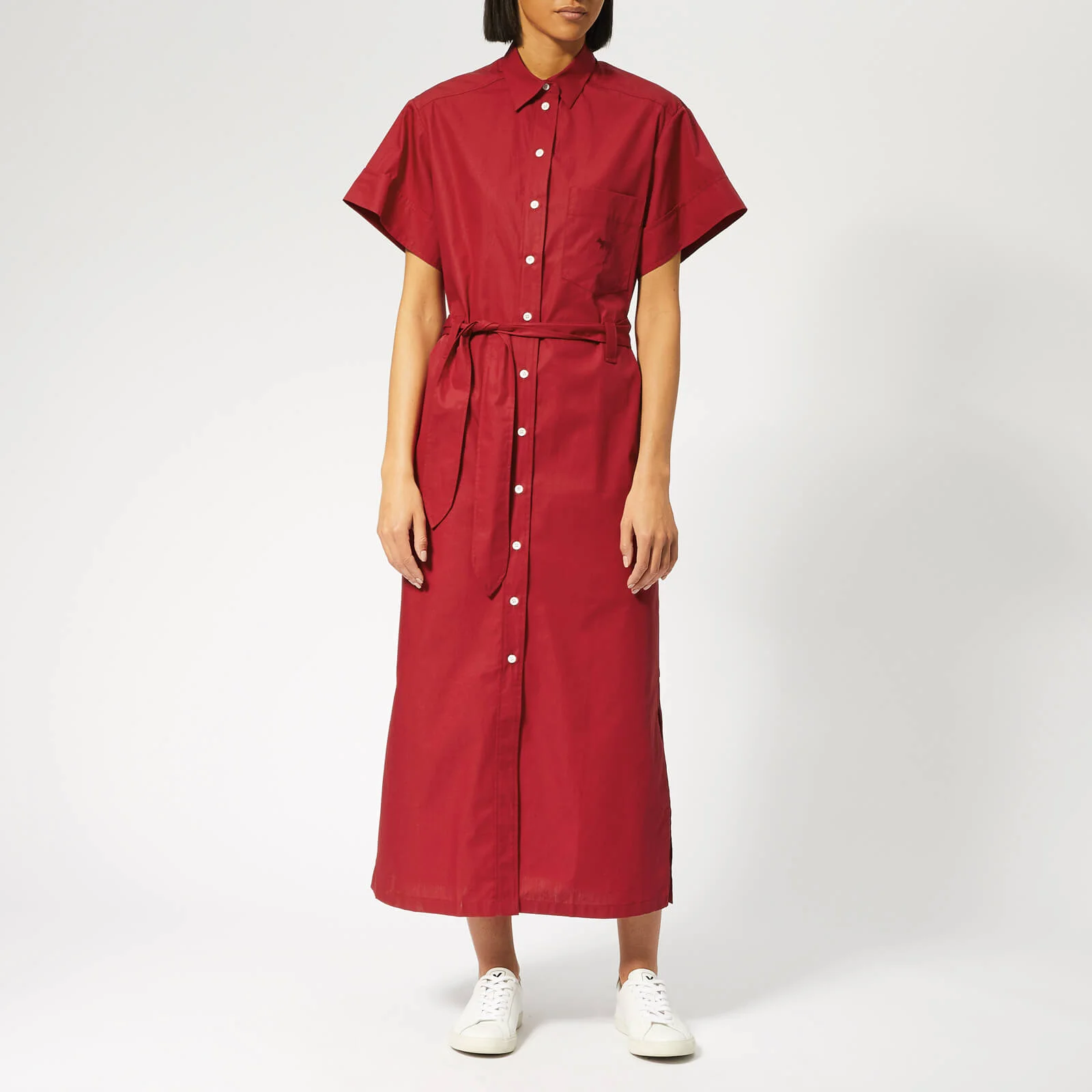 Maison Kitsuné Women's Poplin Isabella Long Shirt Dress - Red Image 1