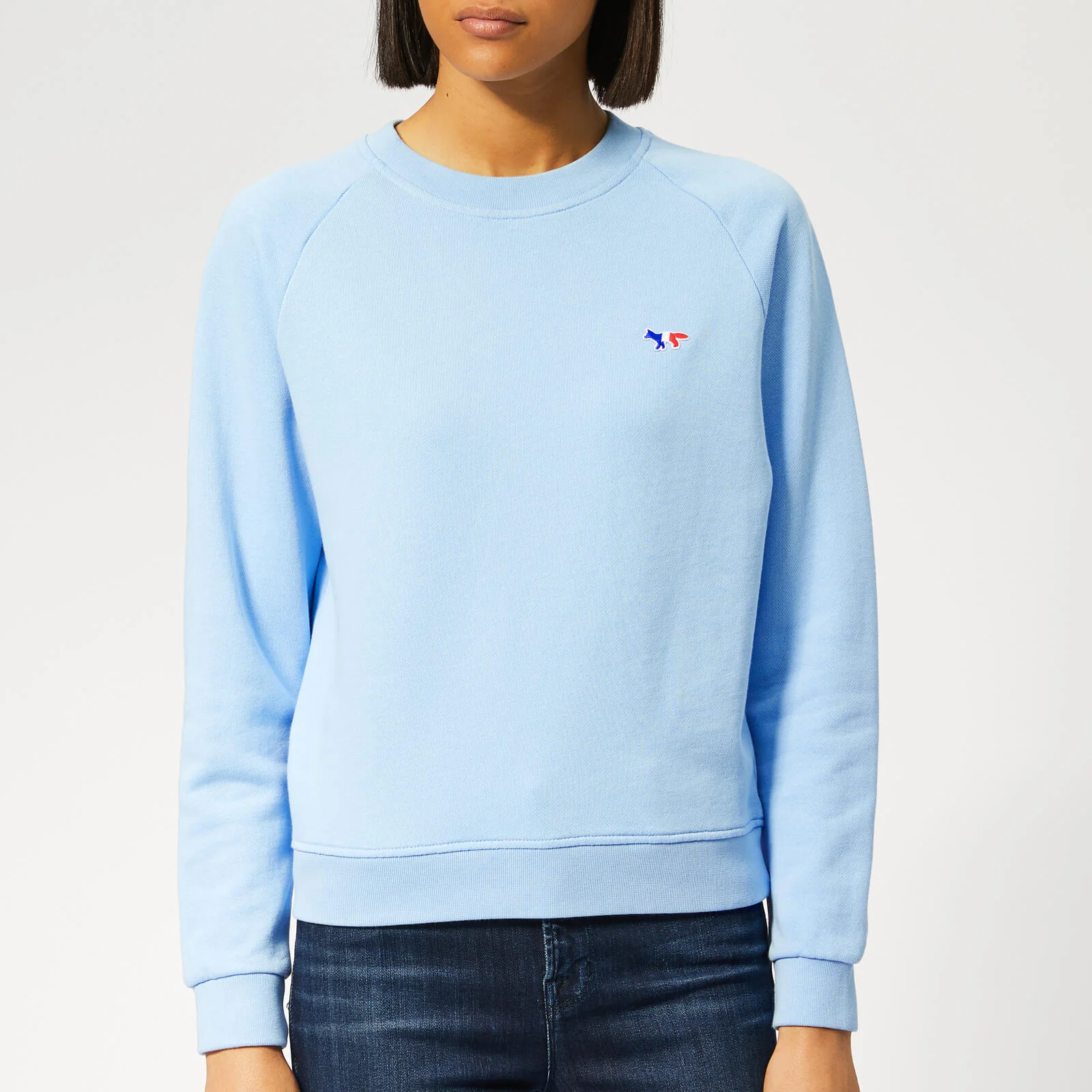 Maison Kitsuné Women's Tricolor Fox Patch Sweatshirt - Light Blue Image 1