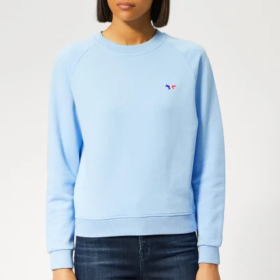 Maison Kitsuné Women's Tricolor Fox Patch Sweatshirt - Light Blue