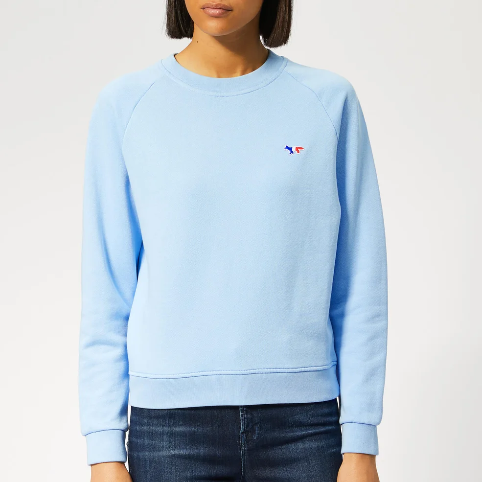 Maison Kitsuné Women's Tricolor Fox Patch Sweatshirt - Light Blue Image 1
