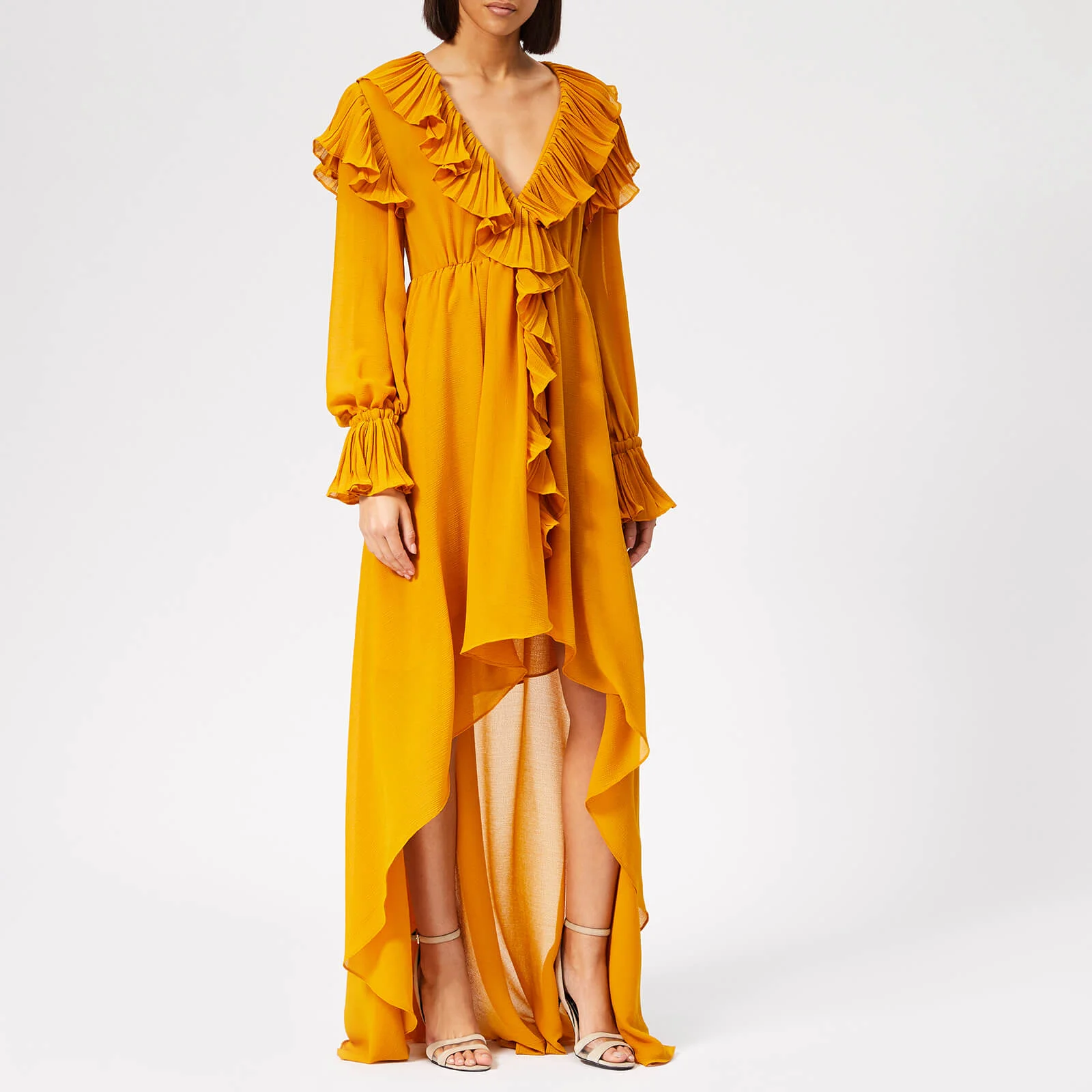 Philosophy di Lorenzo Serafini Women's Ruffle Detail Midi Dress - Yellow Image 1