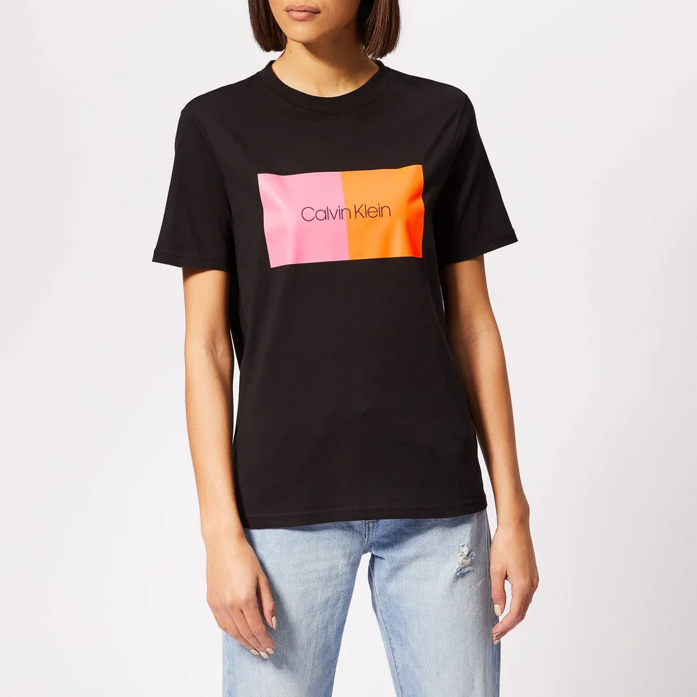 Calvin Klein Women's Duo Print T-Shirt - Black Image 1