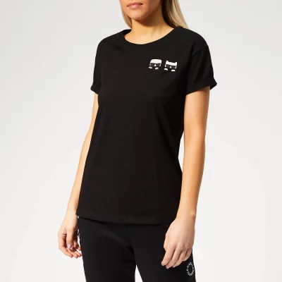 Karl Lagerfeld Women's Ikonik Karl & Choupette Pocket T-Shirt - Black
