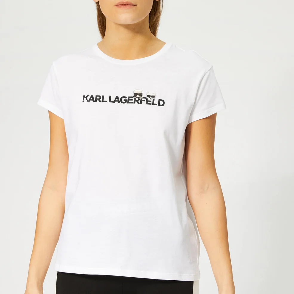 Karl Lagerfeld Women's Ikonik & Logo T-Shirt - White Image 1