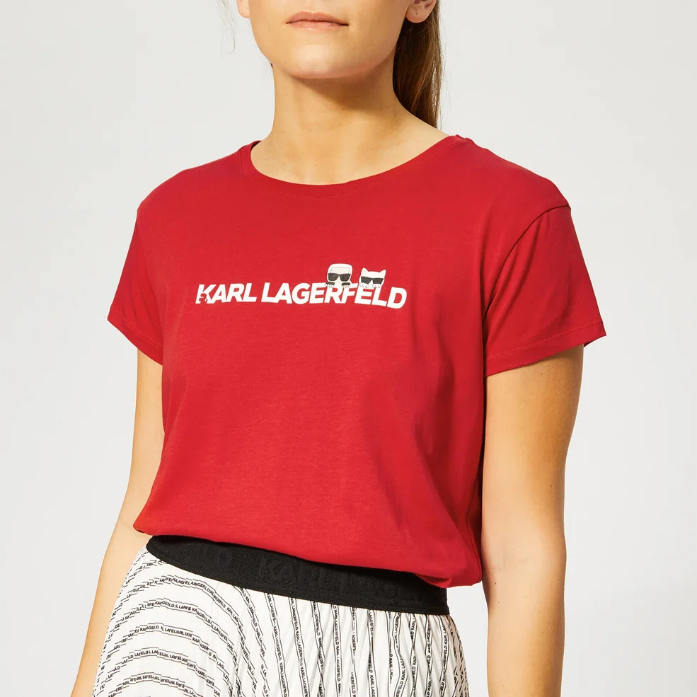 Karl Lagerfeld Women's Ikonik & Logo T-Shirt - Barbados Cherry Image 1