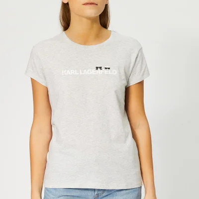 Karl Lagerfeld Women's Ikonik & Logo T-Shirt - Light Grey Melange