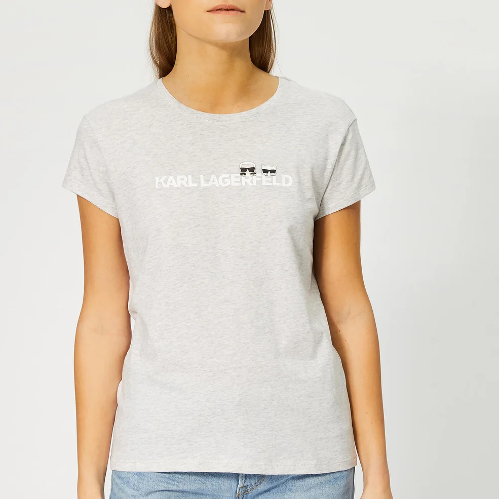 Karl Lagerfeld Women's Ikonik & Logo T-Shirt - Light Grey Melange Image 1