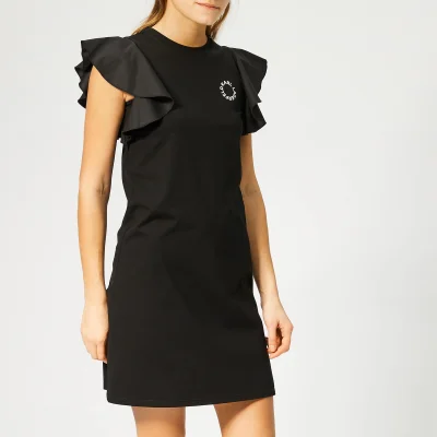 Karl Lagerfeld Women's Ruffle Sleeve T-Shirt Dress - Black
