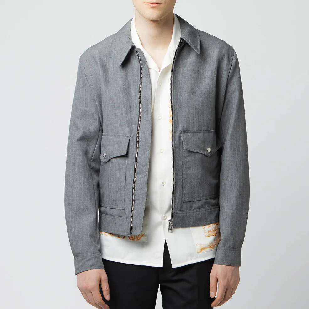 AMI Men's Patch Pocket Mohair Zip Jacket - Heather Grey Image 1