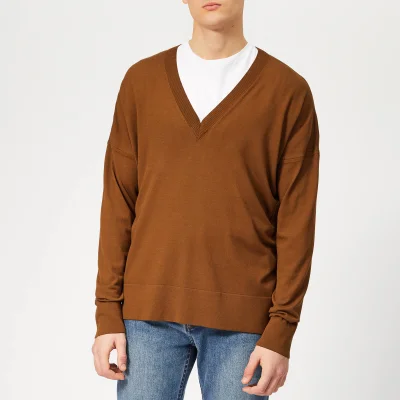 AMI Men's V Neck Sweater - Cognac