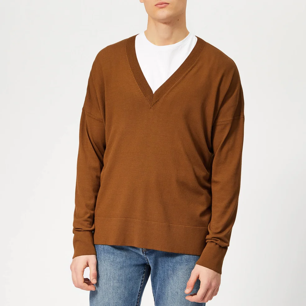 AMI Men's V Neck Sweater - Cognac Image 1