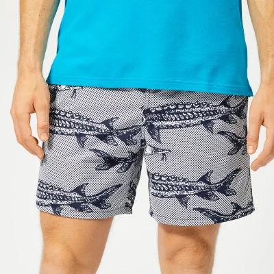 Vilebrequin Men's Moorea Large Fish Print Swim Shorts - White
