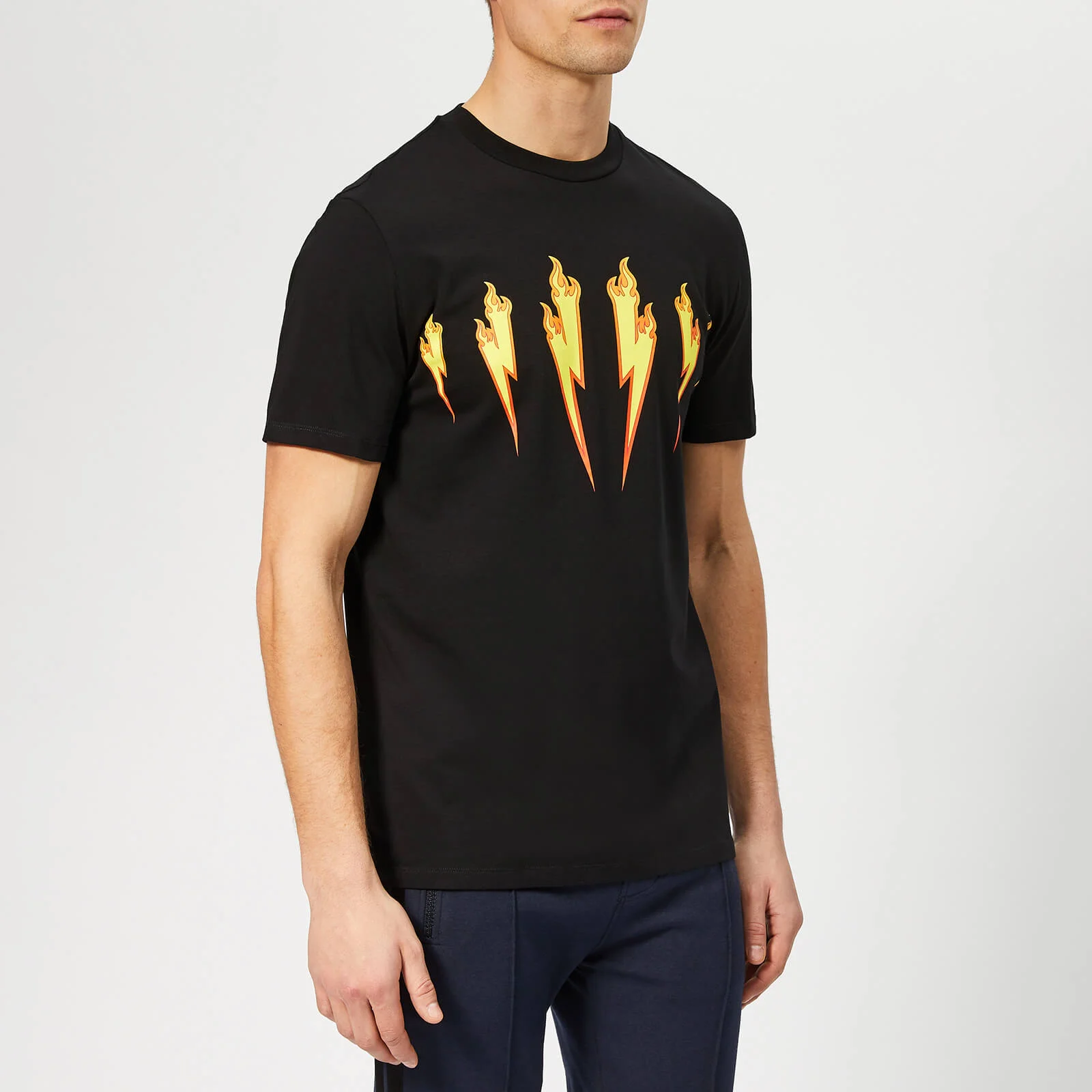 Neil Barrett Men's Bolt Flame T-Shirt - Black/Yellow Image 1