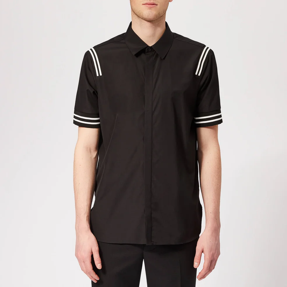 Neil Barrett Men's Varsity Stripe Short Sleeve Shirt - Black/White Image 1