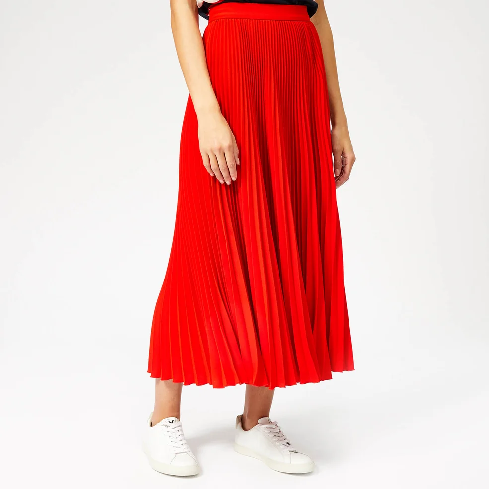 MSGM Women's Pleated Crepe Skirt - Red Image 1