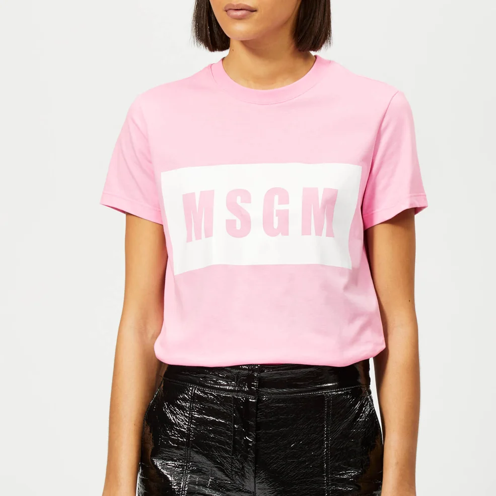 MSGM Women's Block Logo T-Shirt - Pink Image 1
