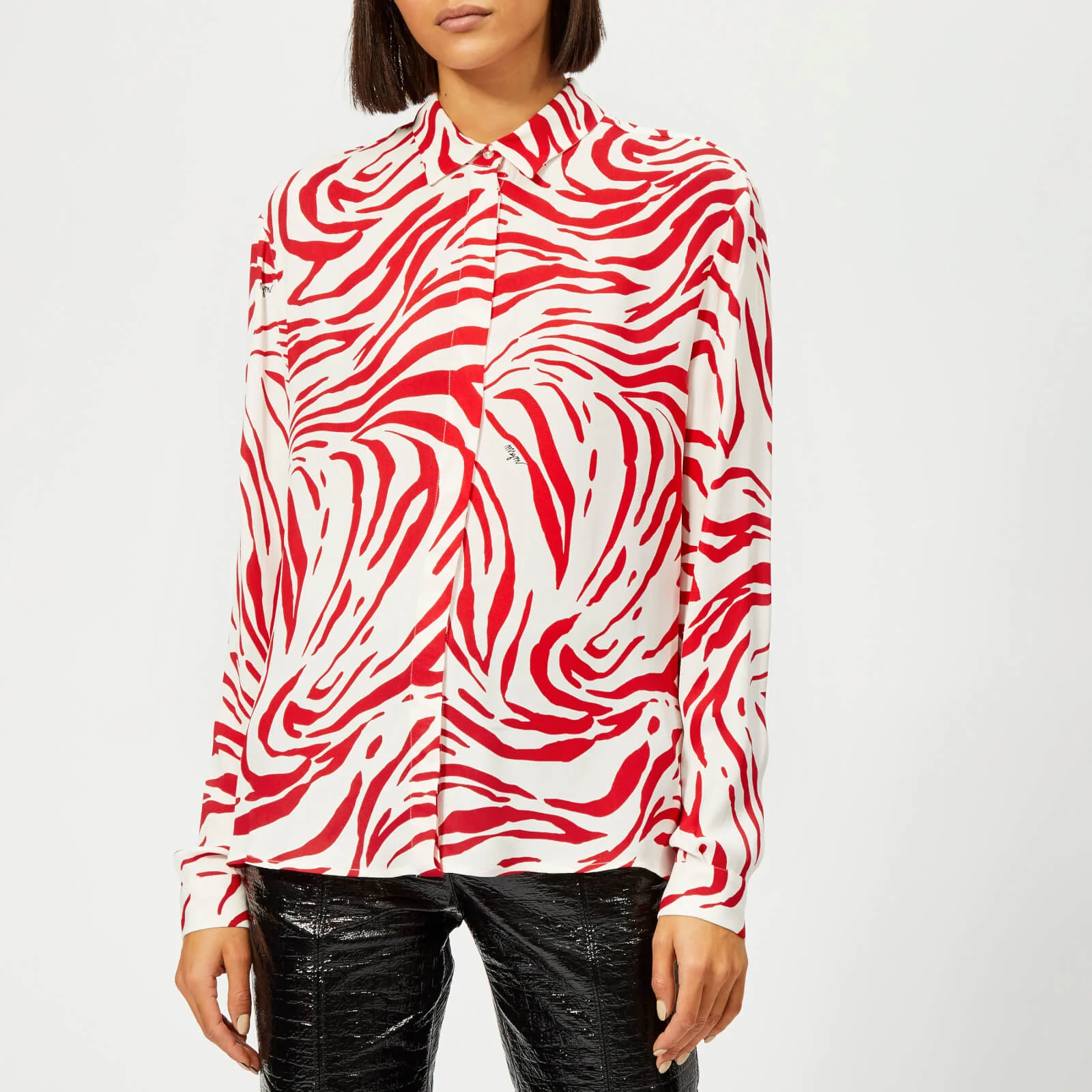 MSGM Women's Zebra Print Shirt - Red Image 1