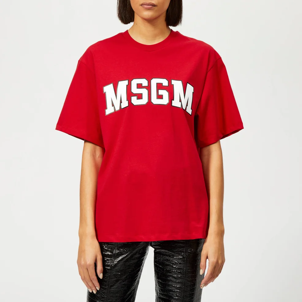 MSGM Women's College Logo T-Shirt - Red Image 1