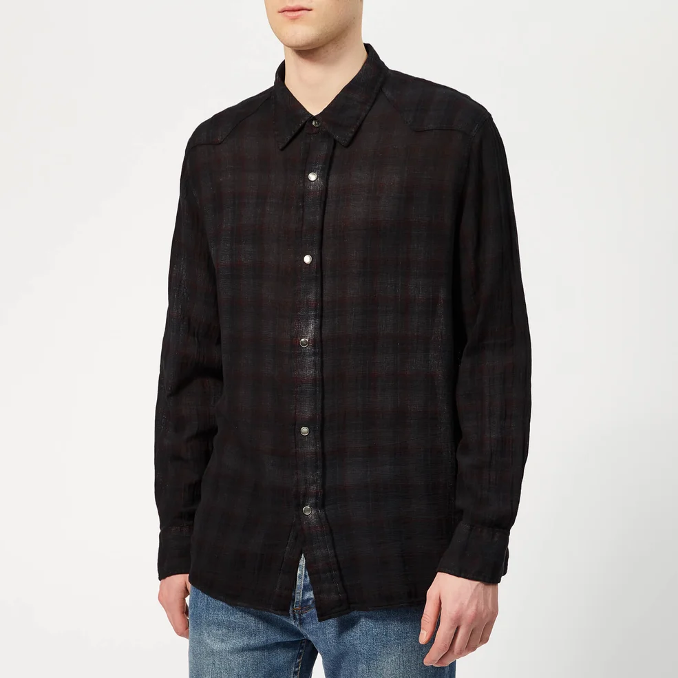 Our Legacy Men's Fine Frontier Shirt - Red/Blue Net Check/Overdyed Image 1