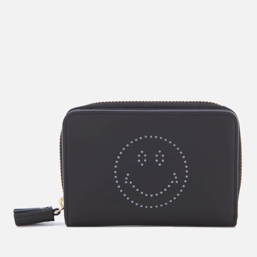 Anya Hindmarch Women's Smiley Face Compact Wallet - Black Image 1