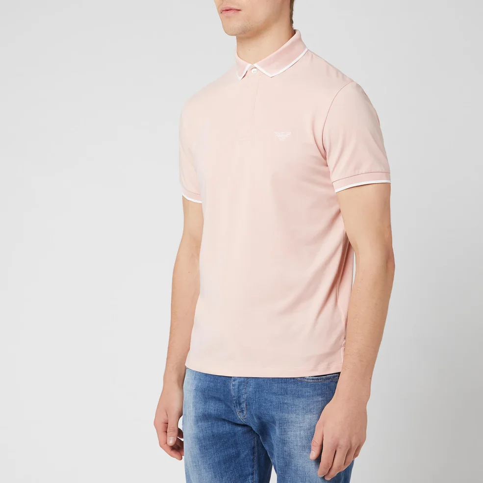 Emporio Armani Men's Tipped Cotton Polo Shirt - Rosa Image 1