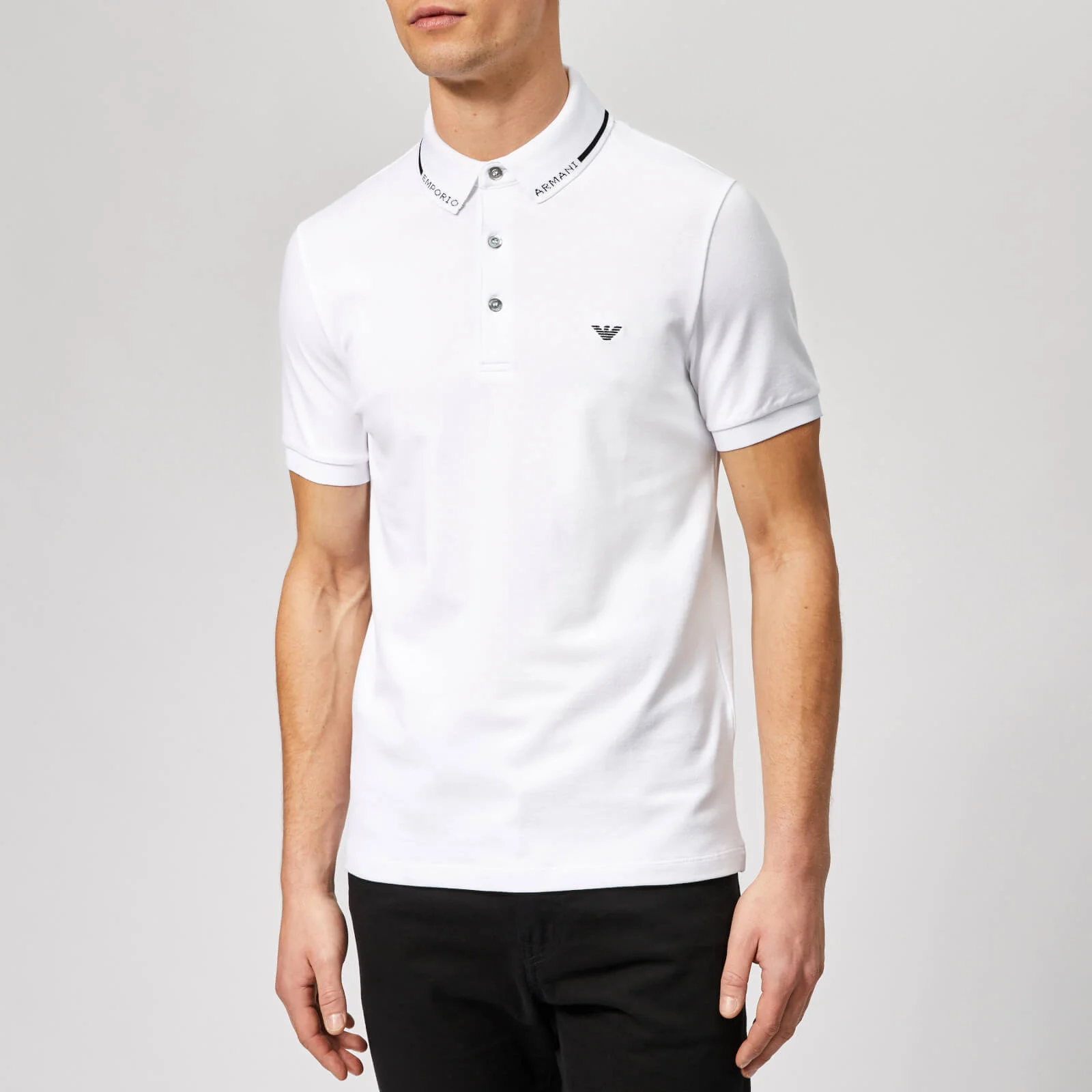 Emporio Armani Men's Collar Logo Polo Shirt - Bianco Ottico Image 1