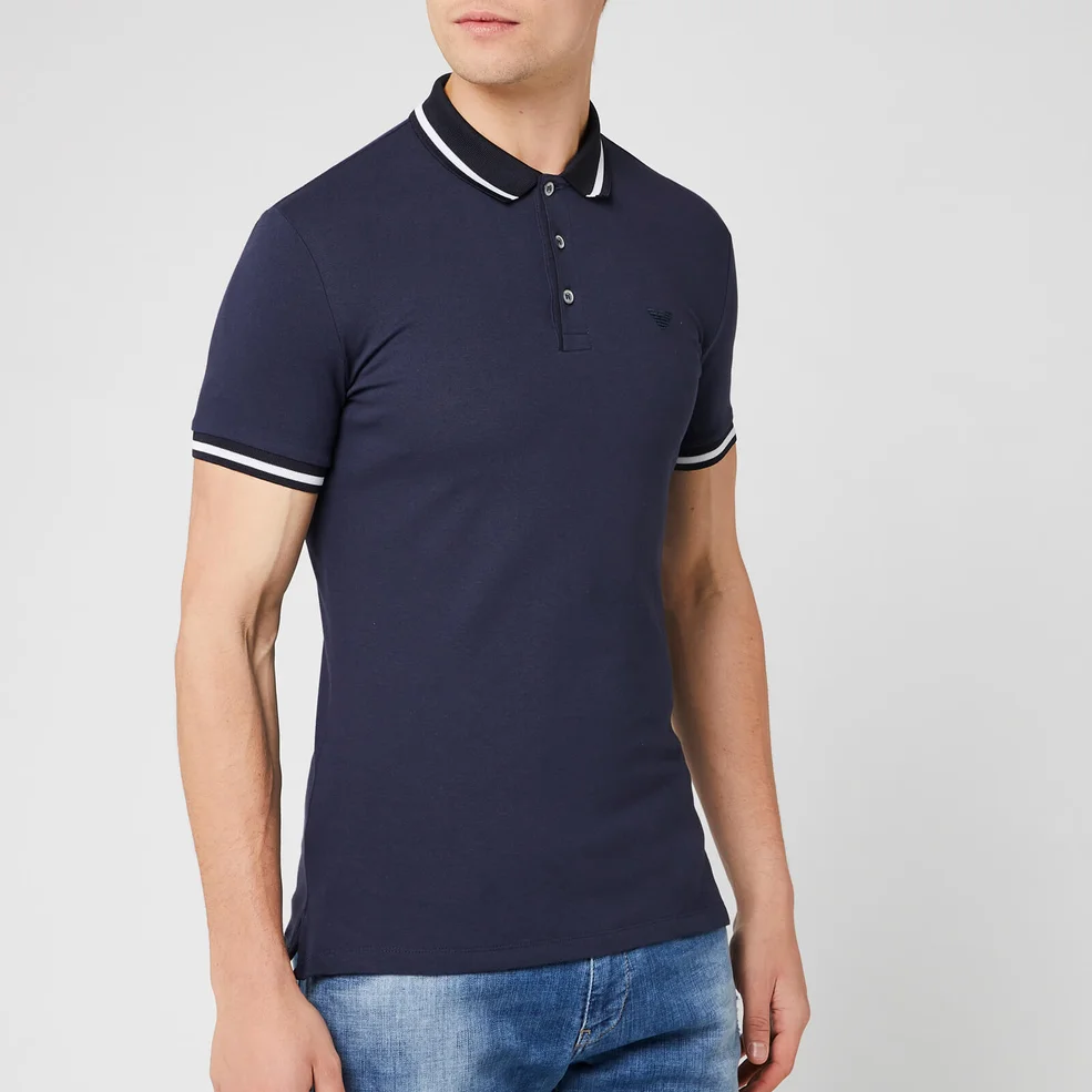 Emporio Armani Men's Contrast Collar Polo Shirt - Blu Peacoat Image 1