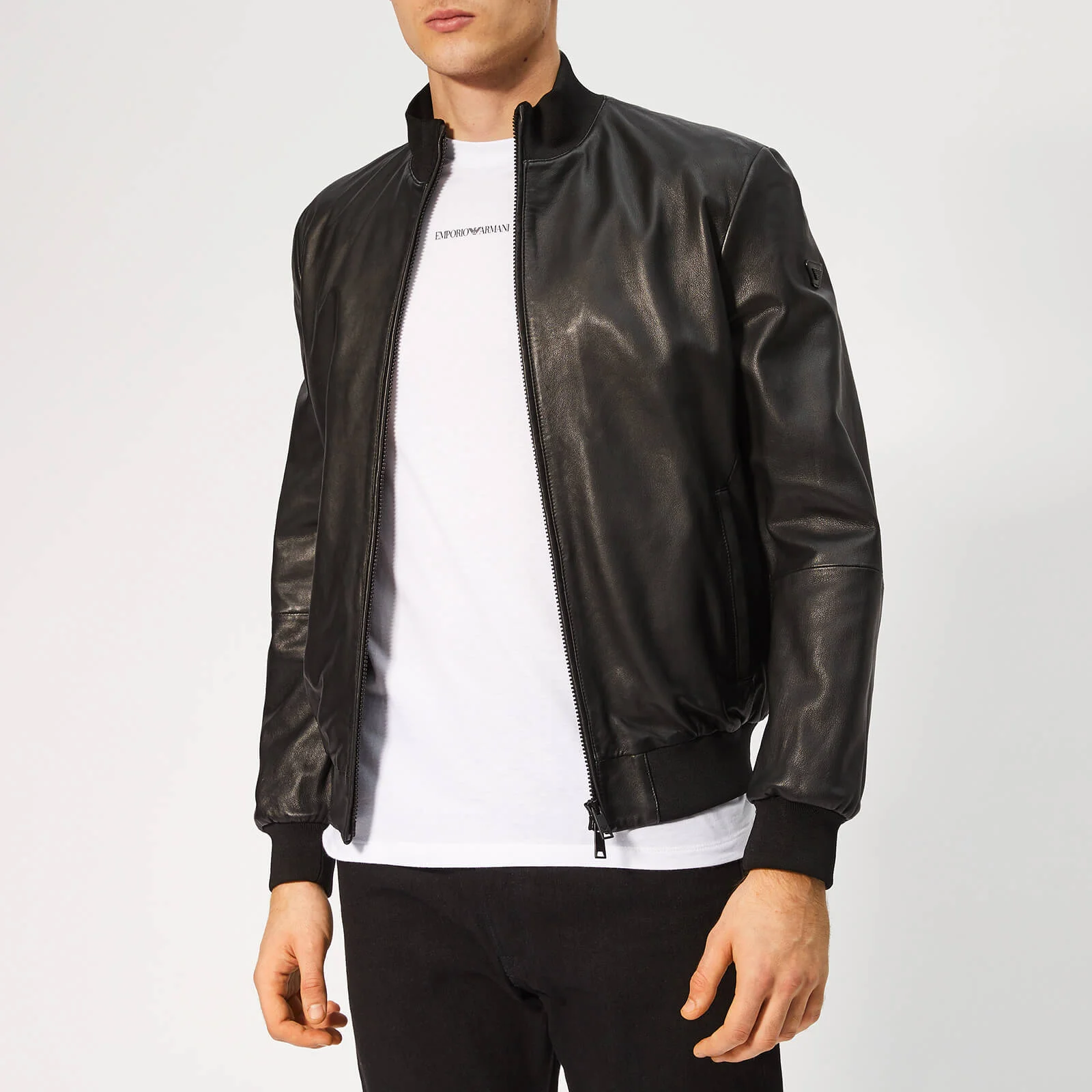Emporio Armani Men's Leather Jacket - Nero Image 1